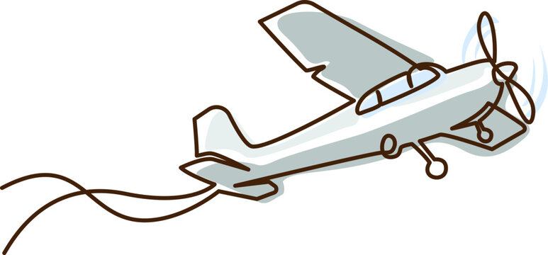 recommend clip art: Small plane flying in sky. Continuous one line art