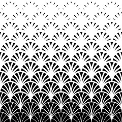 Art deco pattern. Geometric peacock background. Аlowers design for prints. Geometry modern ornament. Scrolls lattice. China ethnic style. Scale motive. Peacocks abstract texture. Vector illustration - obrazy, fototapety, plakaty