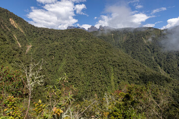 Landscape around the famous death road, the "Camino de la Muerte", in the Bolivian Andes near La Paz - traveling and exploring the Yungas