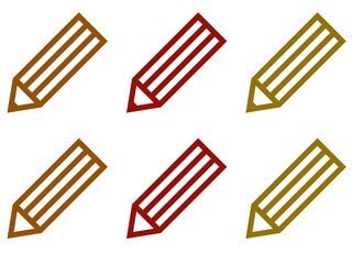 太い鉛筆ラインアイコンセット：茶色