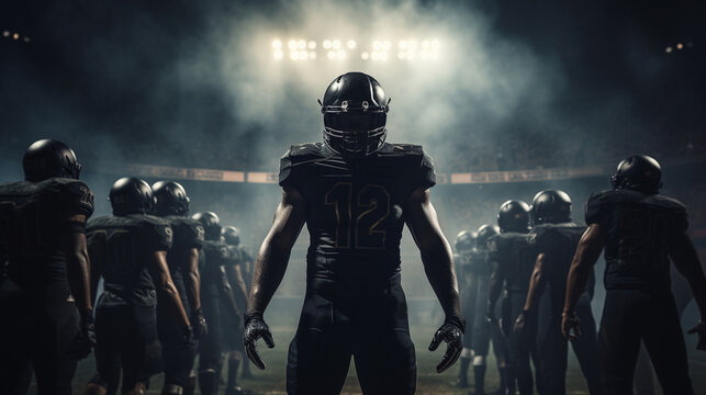 Young American football player standing in helmet Generative AI