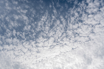 Blue sky with white clouds. Beautiful fluffy shape.  