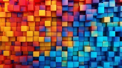 Colorful geometric square pattern as a panoramic background, Generative AI.