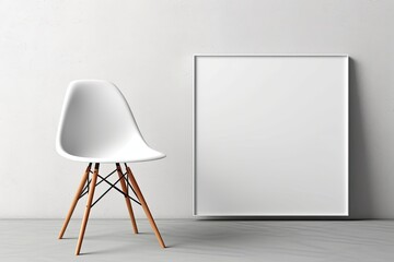 vintage and Scandinavian design template. mock-up dining table and poster frame on a white background. illustration. include the clipping path.