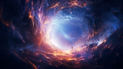 Traveling through a cosmic wormhole to another dimension - obrazy, fototapety, plakaty