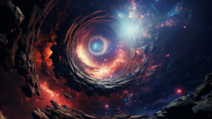 Traveling through a cosmic wormhole to another dimension