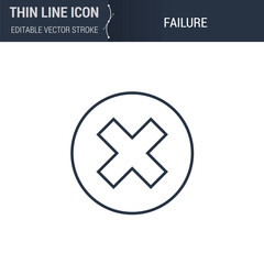 Failure Symbol Icon. Sleek Thin Line Business Icon. Stroke Pictogram Graphic for Web Design. High-Quality Outline Vector Symbol Concept. Premium Monoline Aesthetic. Simple and Elegant Logo Design.