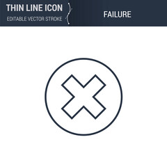 Obraz premium Failure Symbol Icon. Sleek Thin Line Business Icon. Stroke Pictogram Graphic for Web Design. High-Quality Outline Vector Symbol Concept. Premium Monoline Aesthetic. Simple and Elegant Logo Design.