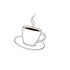 cup of coffee black and white linear vector illustration
