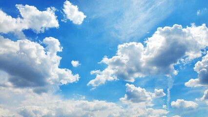 Naklejka na ściany i meble Blue sky with clouds. Cloudscape nature background