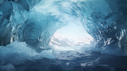 Inside an glacier ice cave in Iceland Generative AI