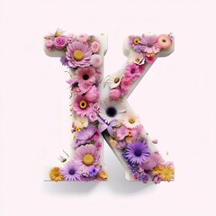Floral letter K, generative ai 