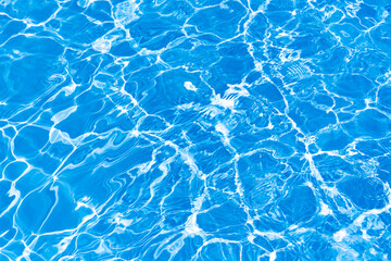 Abstract beautiful ripple wave and transparent blue water surface. Abstract blue color water wave. Pure natural swirl pattern texture, background photography.