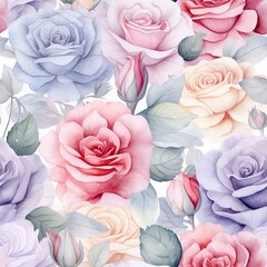 Romantic Watercolor Roses in a Seamless Pattern Design