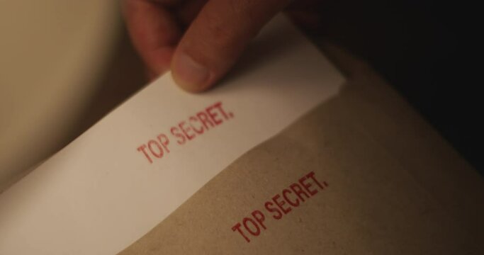 Top secret and confidential files and papers, close-up
