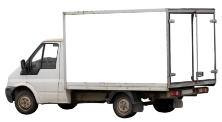 A small old delivery truck on an isolated background.