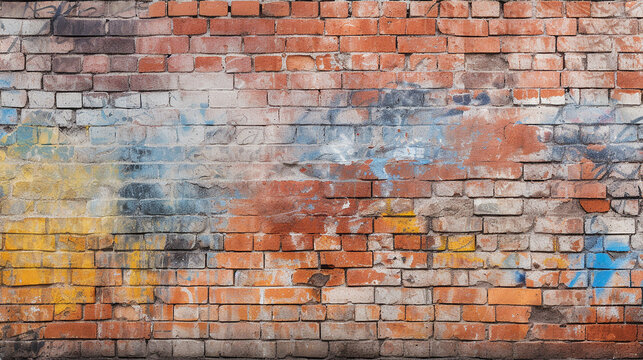brick wall with paint sprayed