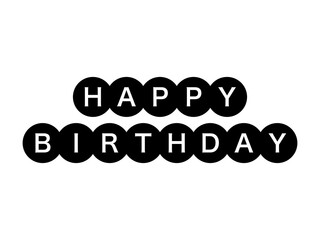 『ハピバ』英語丸文字アイコン：黒