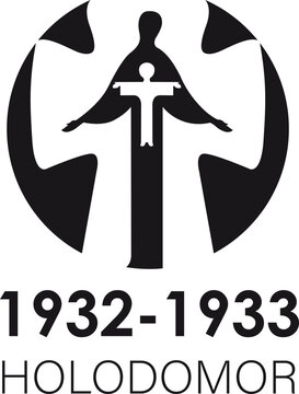 Vector image of symbol of "Holodomor" and of the inscription, isolated white background