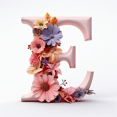 Floral letter E, generative AI 