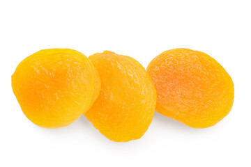 Tasty dried apricots on white background