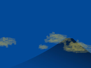 和風霞と富士山の背景：紺