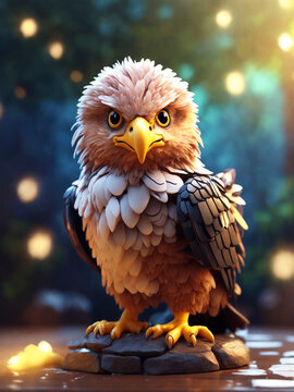 Vibrant Digital Magical Bied in Cosmic Space. Generative ai