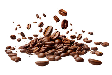 Random coffee beans isolated on white background