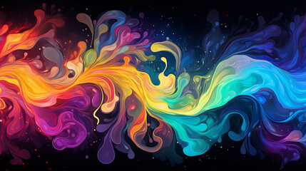 An abstract background of psychedelic blobs of rainbow colored liquid
