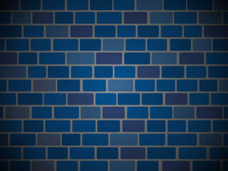 ライトアップランダムレンガ壁背景：青