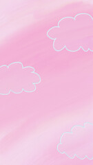 pink painted smooth background with clouds