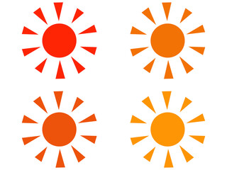 ラフな太陽アイコンセット：赤