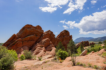 Sunny exterior view of landscape of Garden of the Gods
