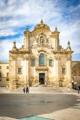 Fototapeta premium church in materia, sassi di matera, caves. basilicata, south italy., italy, europe,