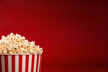 Red White Popcorn Bucket Cinema Movies Red Background