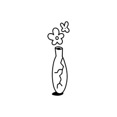 vector doodle illustration of flower vase
