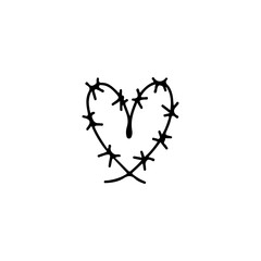 vector illustration of heart shaped barbed wire