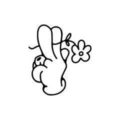 vector illustration of a hand with flowers