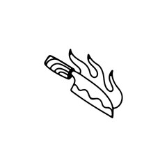 vector illustration of a knife with fire
