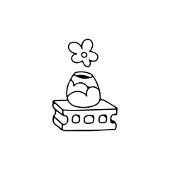 vector illustration of flowers on bricks