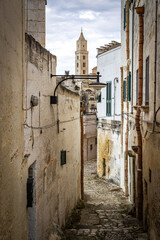 narrow street in matera, basilicata, south italy, italy, europe, sassi di matera, caves