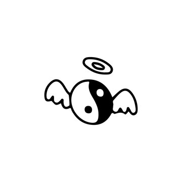 vector illustration of yin yang with wings concept