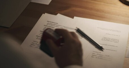 Top Secret red stamp marked on official classified contract - Powered by Adobe