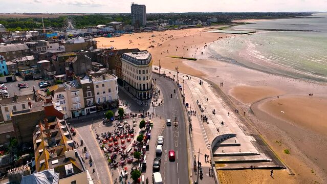 View of the sea resort of Margate,  a seaside town on the north coast of Kent in south-east England, UK