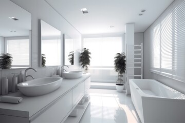 Fototapeta na wymiar Interior of a modern bathroom in a mansion. bathroom design in white.