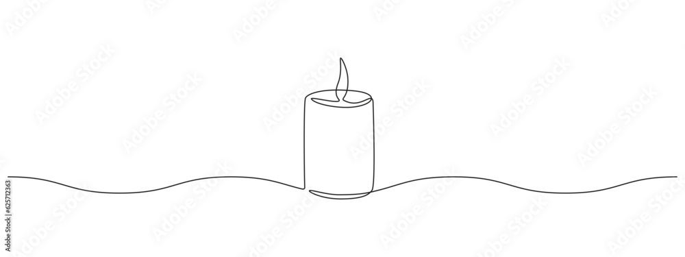 Aufkleber One continuous line drawing of wax or paraffin candle. Christmas home decoration and aromatherapy concept in simple linear style. Editable stroke. Doodle outline Vector illustration