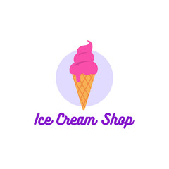 Ice cream shop logo. Melting gelato in waffle cone.