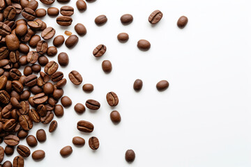 Coffee beans isolated on white background with copyspace for text