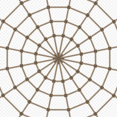 Rope Spider web isolated on transparent background. Vector illustration of cobweb from a ropes.