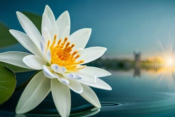white water lily - obrazy, fototapety, plakaty